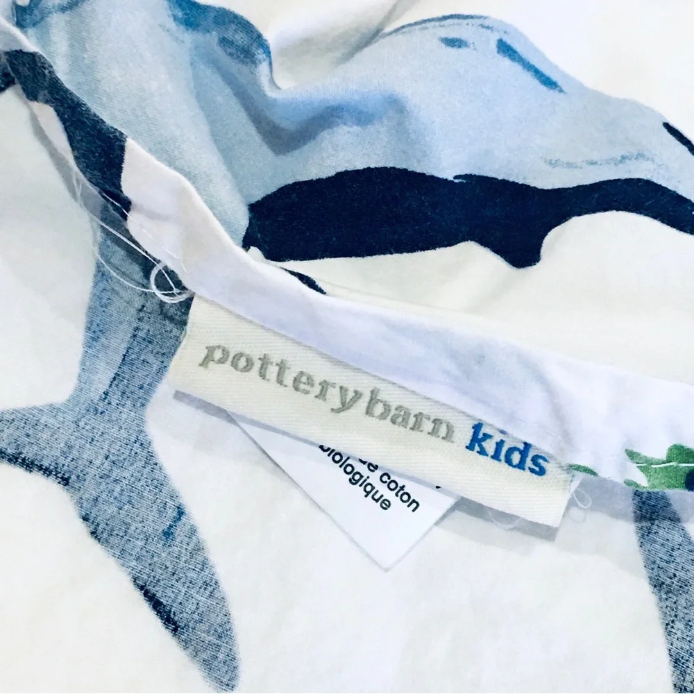 Pottery Barn sheet twin kids bedroom whales ocean surf beach nautical co…